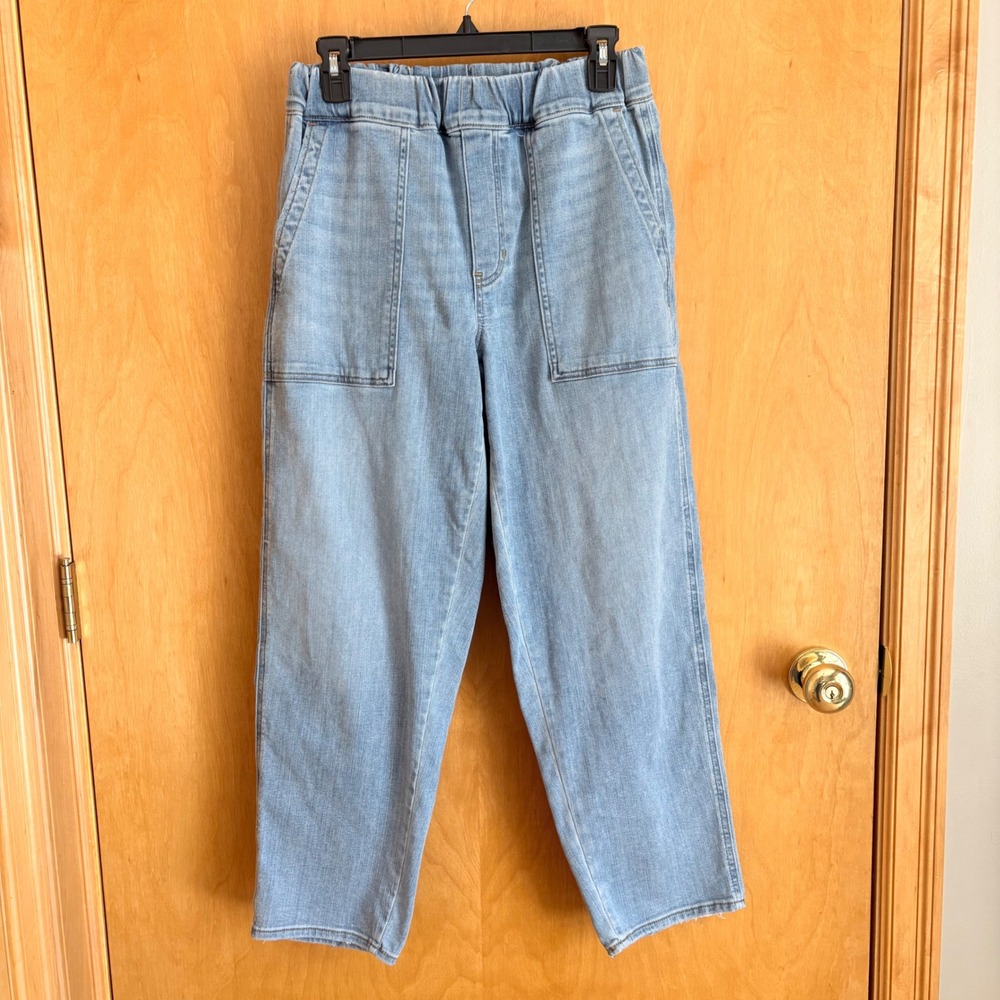 Madewell Pull-On Utility Jeans Women Size S Light Blue Elastic‎ Waist DM4635